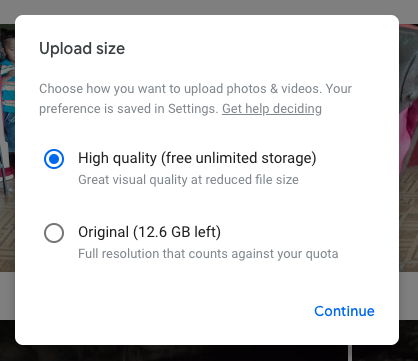 google photos - melegakan internal storage android