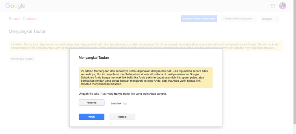 Cara Menggunakan Google Disavow link tools Untuk Menghapus Backlink Spam
