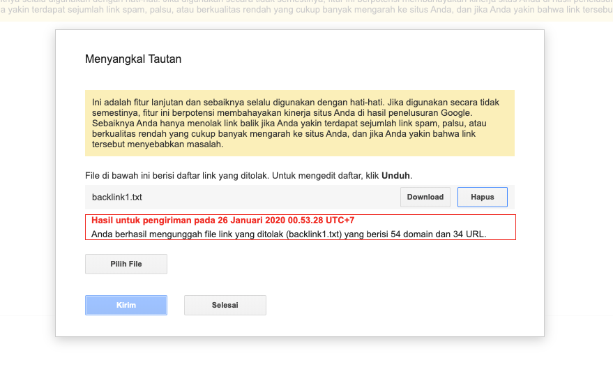 Cara Menggunakan Google Disavow link tools Untuk Menghapus Backlink Spam