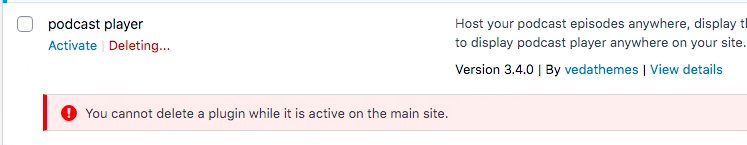 Cara Mengatasi Error : You cannot delete a plugin while it is active on the main site.